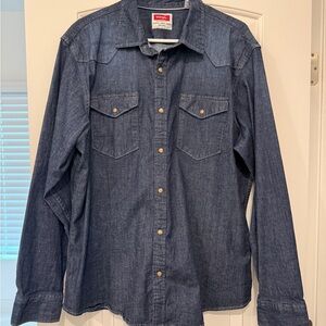 MEN'S WRANGLER DENIM WESTERN SNAP SHIRT